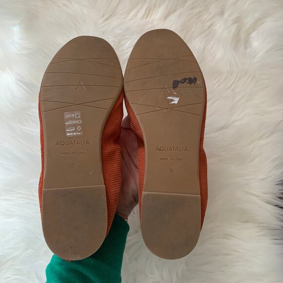 Aquatalia Orange Ballet Flats Cap Toe 8 - Picture 4 of 7